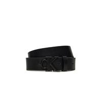 Calvin Klein Ceinture Homme Round Mono Plaque Leather Belt en Cuir, Noir (Black/Black), 100 cm