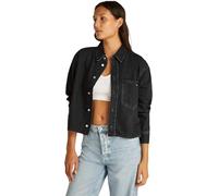 Calvin Klein Chemise en Jean Cropped Dad Denim Shirt avec Poche sur la Poitrine, Noir (Denim Black), M