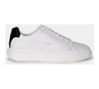 Calvin Klein Baskets homme Cupsole à semelle épaisse à lacets en cuir Blanc/Noir 40