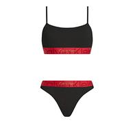 Calvin Klein CK Bralette + String entièrement élastique exposé en Coton élastique Article QF7051E Ensemble Bralette, UB1 Black, S