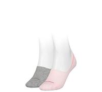 Calvin Klein Cotton Logo Women's No Show Socks 2 pack, Footie aux femmes, Pink, 39/42