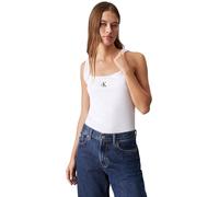 Calvin Klein Débardeur Femme CK Rib Col Ras-du-Cou, Blanc (Bright White), L