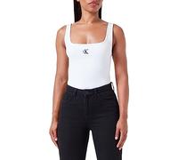 Calvin Klein Débardeur Femme CK Rib Col Ras-du-Cou, Blanc (Bright White), XS