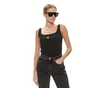 Calvin Klein Débardeur Femme CK Rib Tank Top Col Ras-du-Cou, Noir (CK Black), XXL