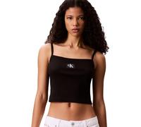 Calvin Klein Débardeur Femme Woven Label Cami Côtelé, Noir (Black), M