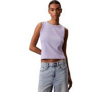 Calvin Klein Débardeur Femme Woven Label Cotton Rib avec Logo
