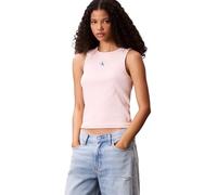 Calvin Klein Débardeur Femme Woven Label Cotton Rib avec Logo, Rose (Cloud Pink), S