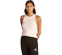 Calvin Klein Débardeur Femme Woven Label Rib Slim Fit, Rose (Silver Peony), XXL