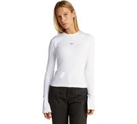 Calvin Klein Débardeur Manches Longues Femme Woven Label Rib Top Slim Fit, Blanc (Bright White), 3XL
