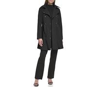 Calvin Klein Double Breasted Belted Rain Jacket with Removable Hood Veste, Noir, X-Small Femme