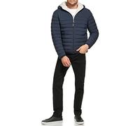 Calvin Klein Doudoune à capuche pour homme, manteau matelassé, doublure Sherpa, Doudoune à capuche True Navy, Large
