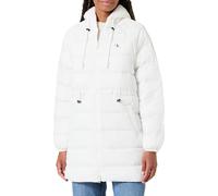 Calvin Klein Doudoune en Duvet Femme Lightweight Logo Mid Length avec Capuche, Blanc (Snow White), XL