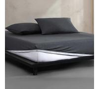 Calvin Klein - Draps de lit pour lit Simple XL, Ensemble de literie en Jersey de Coton mélangé avec Poches Profondes, Essentiels de literie Super Doux et Confortables (Coton Moderne Gris Bronze, lit