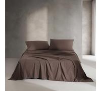 Calvin Klein - Draps de lit pour très Grand lit, Parure de lit décontractée en Percale de Coton lavé avec taies d'oreiller Assorties, Poches Profondes, certifiée Oeko-TEX (Percale lavée, Marron Terre