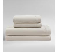 Calvin Klein - Draps de lit pour très grand lit, parure de lit décontractée en percale de coton lavé avec taies d'oreiller assorties, poches profondes, certifiée Oeko-TEX (percale délavée, beige clair