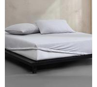 Calvin Klein - Draps pour Grand lit, décoration d'intérieur luxueusement Douce, Parure de lit Moderne en Jersey de Coton mélangé (Gris/Bleu/chiné, Grand lit)