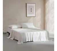 Calvin Klein - Draps pour Grand lit, luxueusement Doux, Parure de lit Moderne en Jersey de Coton mélangé (Ivoire/Gris/chiné, Grand lit)