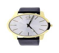Calvin Klein - Élégante montre à quartz avec cadran argenté et bracelet en cuir noir - Femme - Accessoires - Noir - Taille: ONE Size