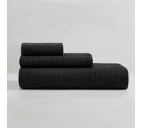 Calvin Klein - Ensemble de Serviettes, Serviettes en Coton Douces et absorbantes, décoration Moderne de Salle de Bain (éternité Noir uni, 3 pièces)