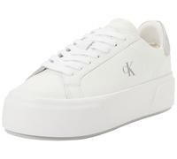 Calvin Klein Femme Flatform Lace Up LTH Met Yw0Yw01929 Bas, White (Bright White/Silver), 36 EU