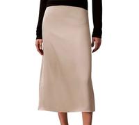 Calvin Klein, Femme, Jupes, Beige, Taille: 38 FR Matte Shine Satin Midi Skirt