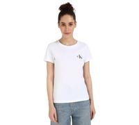 Calvin Klein Femme Lot de 2 T-Shirts Manches Courtes Monologo Slim Col Ras-du-Cou, Multicolore (Leek Green/Bright White), L