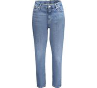 Calvin Klein Femme Mom-Jeans 5 poches, effet délavé, fermeture par bouton et zip, logo, 20% coton recyclé : Taille - 25L28 Taille : 25L28