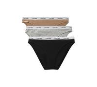 Calvin Klein Femme Slip Lot De 3 Bikini Coton Stretch, Multicolore (Black/Grey Heather/Café Fun), XS