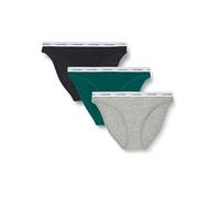 Calvin Klein Femme Slip Lot De 3 Bikini Coton Stretch, Multicolore (Black/Grey Heather/Turf), S
