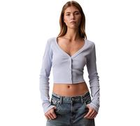 Calvin Klein Femmes A-Ls WVN LBL 2X2 CTT Lv047C204G Autres Hauts, Bleu, M