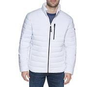 Calvin Klein Full Zip Down Puffer Coat Jacket, Blanc Pliable, L Hommes
