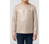 Calvin Klein Girls Glitter Coated Ls Tee Frosted Almond Taille: 10 | Outlet | Unisex | Marron