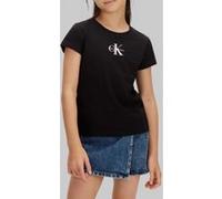 Calvin Klein Micro Monogram Top Lvcksja15g T-Shirt S/S, Black (1716 Black), 16 Ans Fille