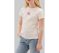 Calvin Klein Girls Micro Monogram Top Pearl Taille: 8 | T-Shirts Outlet | kids | Blanche