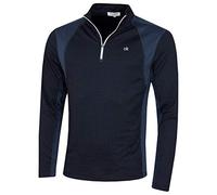 Calvin Klein Herren Micro Grid Half Zip Mid Layer - Marine/Weiß - XL