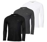 Calvin Klein Hommes Manches Longues 3 Pack T-Shirt - Noir/Charcoal - XL