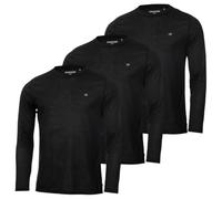 Calvin Klein Hommes Manches Longues 3 Pack T-Shirt - Noir/Noir/Noir - XL