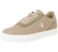 Calvin Klein Hommes Sneakers avec Semelle préformée Classic Low Canvas Profil Bas, Green Weathered Teck Mermaid Eggshell, 43 EU