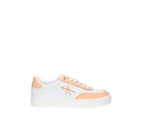 Calvin Klein Jeans Femme Classic Cupsole Low Lace LTH ML YW0YW01296 Baskets à Semelle, Blanc (Bright White/Apricot Ice), 40.5 EU