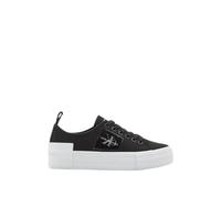 Calvin Klein Jeans Baskets Bold Vulc Flatf Low T ML Fad pour Femme, Noir et Blanc Brillant., 38 EU