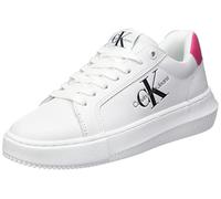 Calvin Klein Jeans Baskets Femme Semelle Épaisse Chunky Cupsole Laceup Chaussures, Blanc (White/Raspberry Sorbet), 41