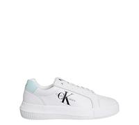 Calvin Klein Jeans Baskets Femme Semelle Épaisse Chunky Cupsole Laceup Chaussures, Blanc (White/Sprout Green), 39