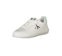 Calvin Klein Jeans Baskets Femme Semelle Épaisse Chunky Cupsole Laceup Chaussures, Blanc (White/Sprout Green), 41