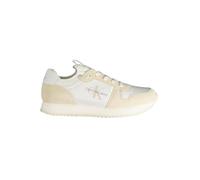 Calvin Klein Jeans Baskets Homme Chaussant à Revers à Lacets Nylon-Cuir Chaussures de Sport, Blanc (Bright White/Eggshell), 43