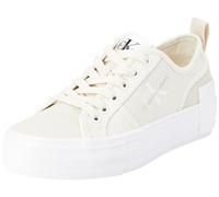 Calvin Klein Jeans Baskets Vulcanisées Femme Bold Low Compensées, Blanc (Creamy White/Eggshell), 38