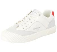 Calvin Klein Jeans Baskets Vulcanisées Homme en Cuir, Blanc (Creamy White/Oyster Mushroom/Fiery), 45