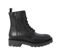 Calvin Klein Jeans - Bottes de Combat en Cuir Noir à Lacets - Femme - Chaussures - Noir - Taille: 36 EU