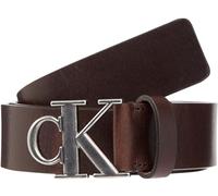 Calvin Klein Jeans Ceinture Homme Round Mono Plaque Leather Belt en Cuir, Marron (Bitter Brown), 90 cm