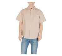 Calvin Klein Jeans - Chemise à Manches Courtes en Lin et Coton - Homme - Chemises - Beige - Taille: L