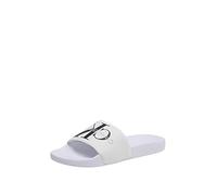 Calvin Klein Jeans Claquettes Homme Slide Monogram Co Sandales de Bain, Blanc (Bright White/Black), 42